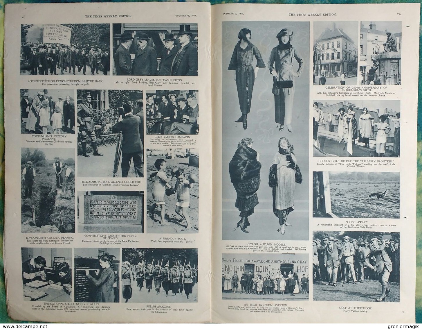 Newspaper London 03/10/1919 The Times Weekly Edition Illustrated Section - The Great Railway Strike - Sport - Fashion - Autres & Non Classés