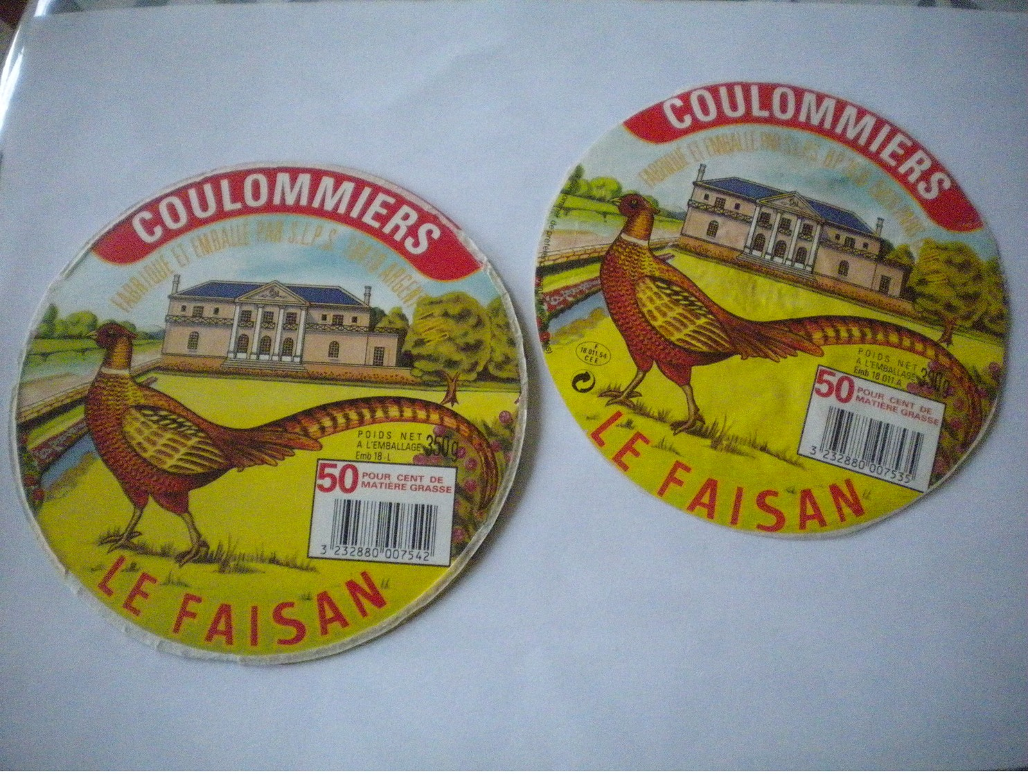 LOT 2 Variantes étiquettes Fromage  Coulommiers Le Faisan , ARGENT SUR CHER   18 L   Oiseau - Formaggio