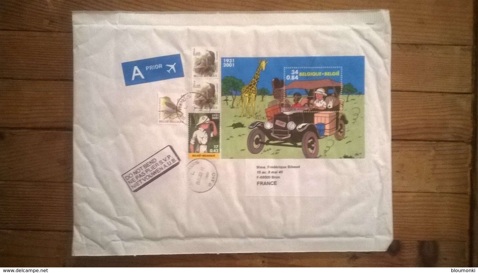 Enveloppe Timbres TINTIN - Bandes Dessinées