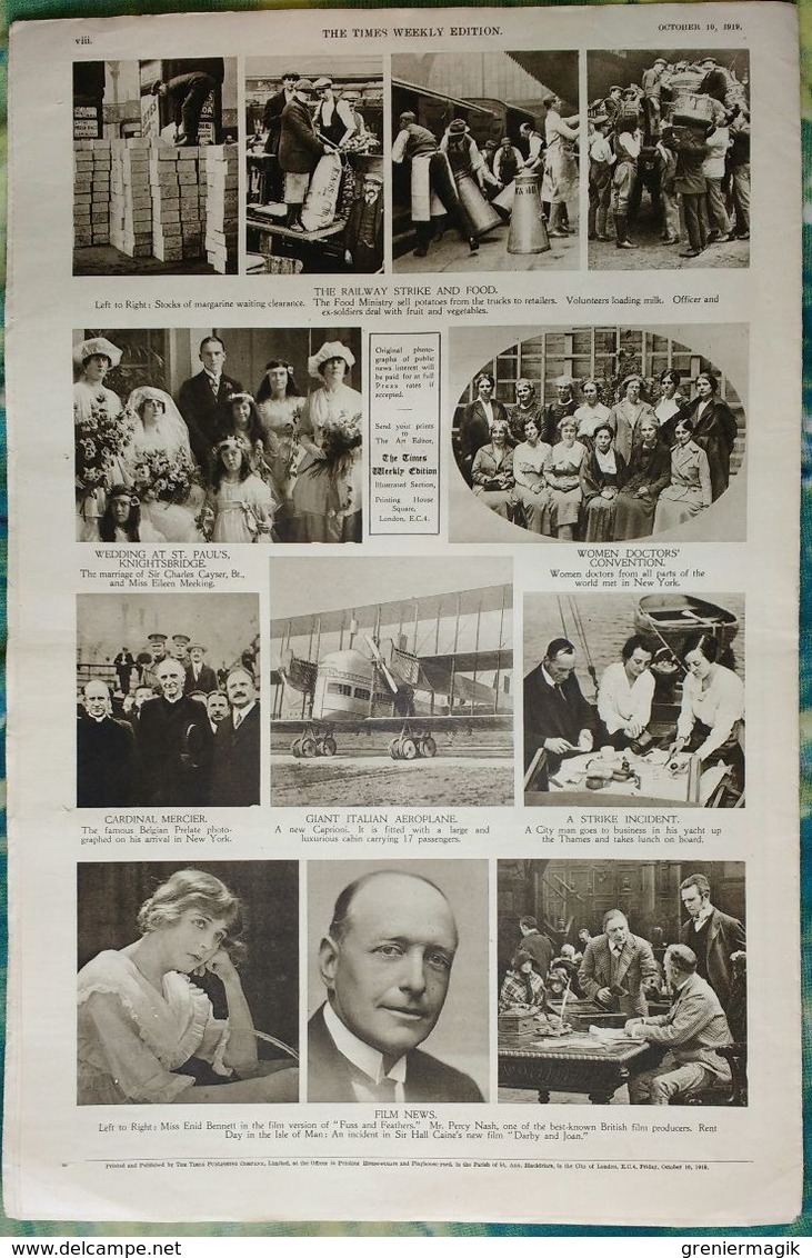 Newspaper London 10/10/1919 The Times Weekly Edition Illustrated Section - Why The Strike Failed (Railway) - Fashion - Other & Unclassified