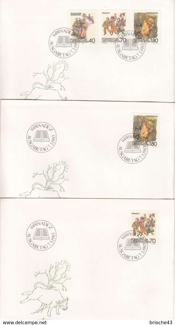 LIECHTENSTEIN  - SERIE 3 FDC 1983  Mi 818-820 - CACHET ROND VADUZ 7.3.1983 / 4 - FDC