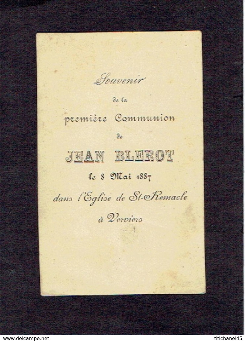 Image Pieuse  Souvenir Première Communion De JEAN BLEROT à VERVIERS Le 8 Mai 1887 Ed. BOUASSE 3503 - Santini