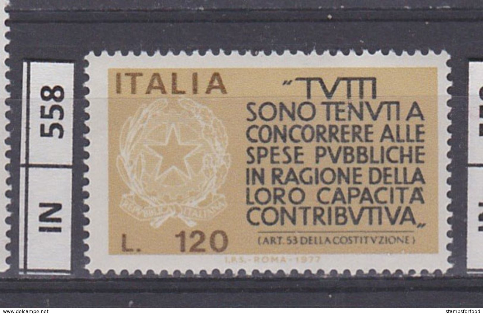 ITALIA REPUBBLICA, 1977	Pagare Le Tasse L. 120 Nuovo - 1971-80:  Nuovi
