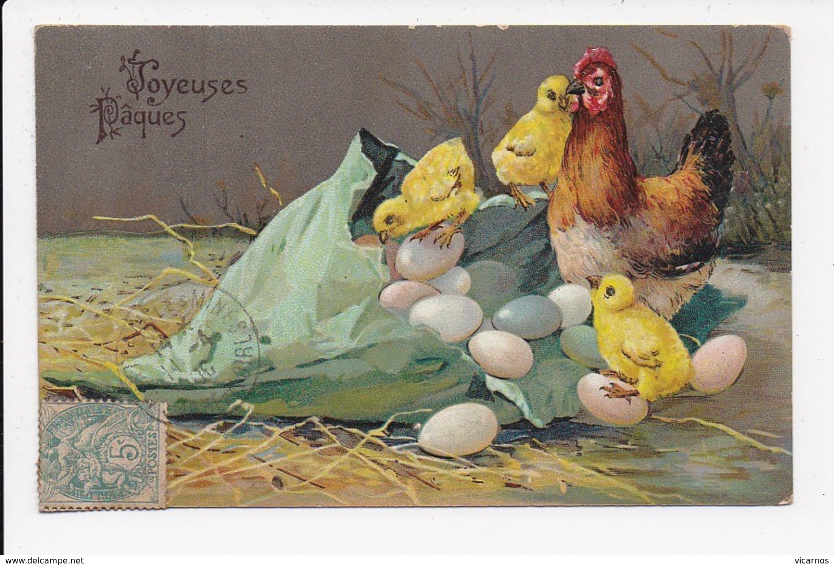 CPA JOYEUSES PAQUES Poule Poussins - Pâques