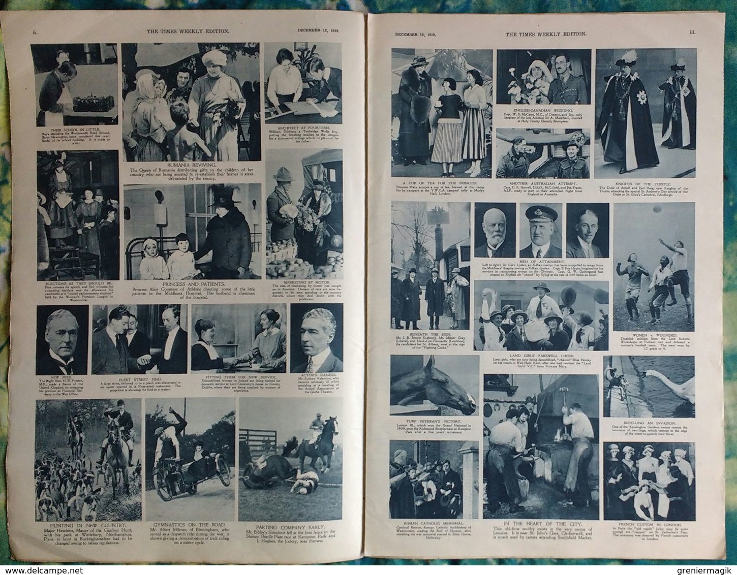 Newspaper London 12/12/1919 The Times Weekly Edition Illustrated Section - Boxe Georges Carpentier Joe Beckett - Autres & Non Classés