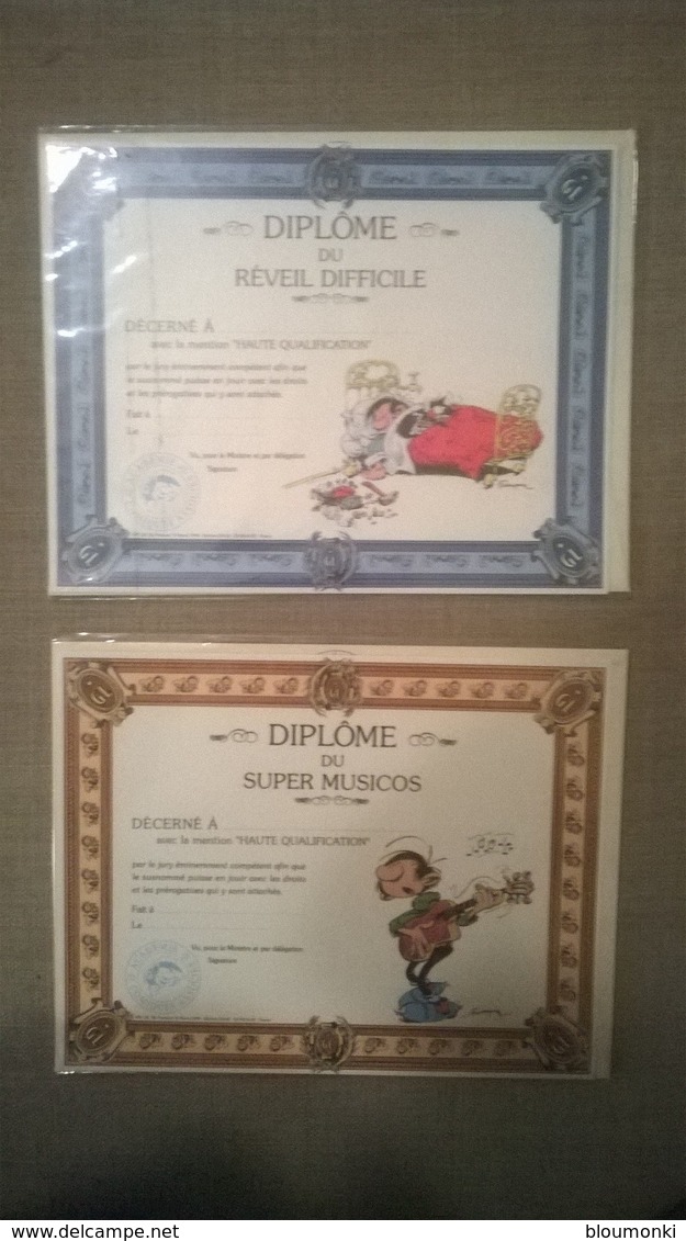 2 Cartes & Enveloppes Diplôme GASTON LAGAFFE - Andere & Zonder Classificatie