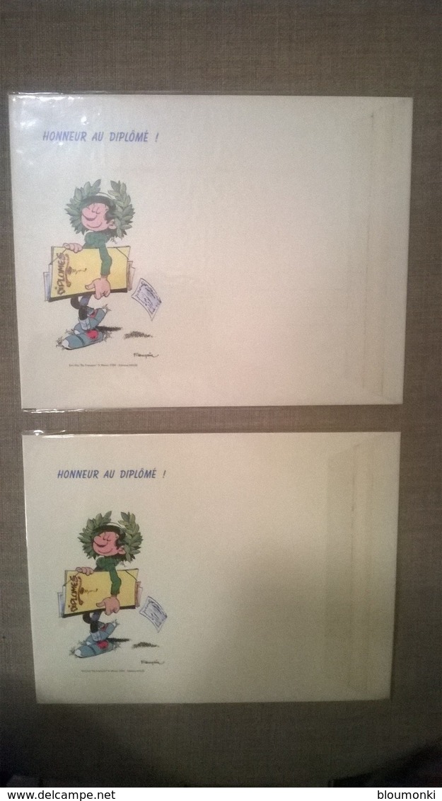 2 Cartes & Enveloppes Diplôme GASTON LAGAFFE - Sonstige & Ohne Zuordnung