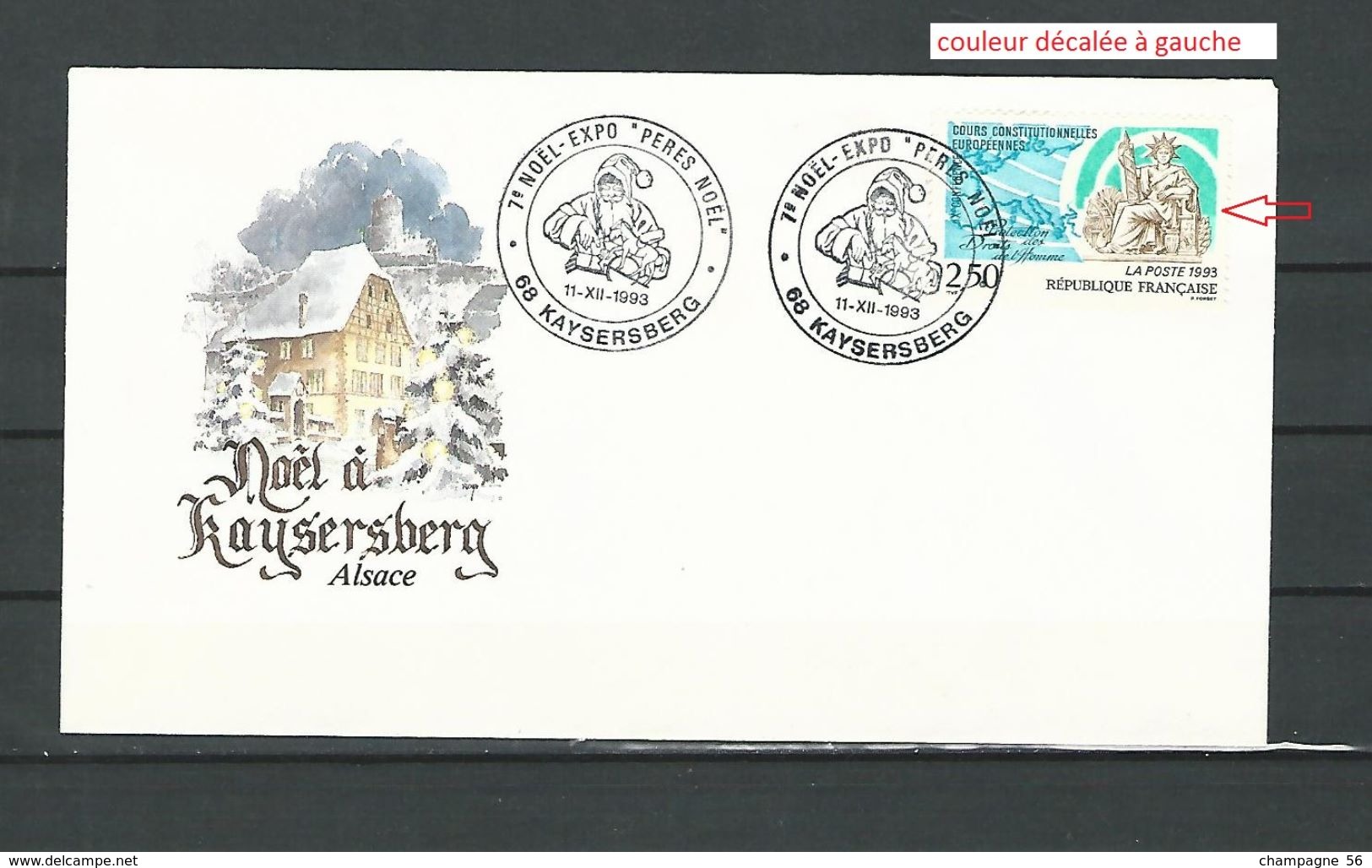 VARIÉTÉS FRANCE ALSACE Noël à KAYSERSBERG 6 Enveloppe 1991 /1992 /1993  /1994 /1995 /1996 /  Noël Oblitérés - Storia Postale