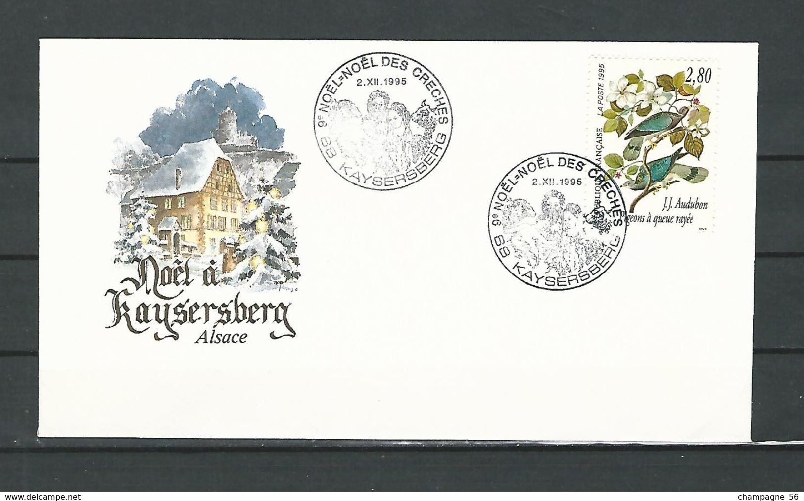 VARIÉTÉS FRANCE ALSACE Noël à KAYSERSBERG 6 enveloppe 1991 /1992 /1993  /1994 /1995 /1996 /  noël oblitérés