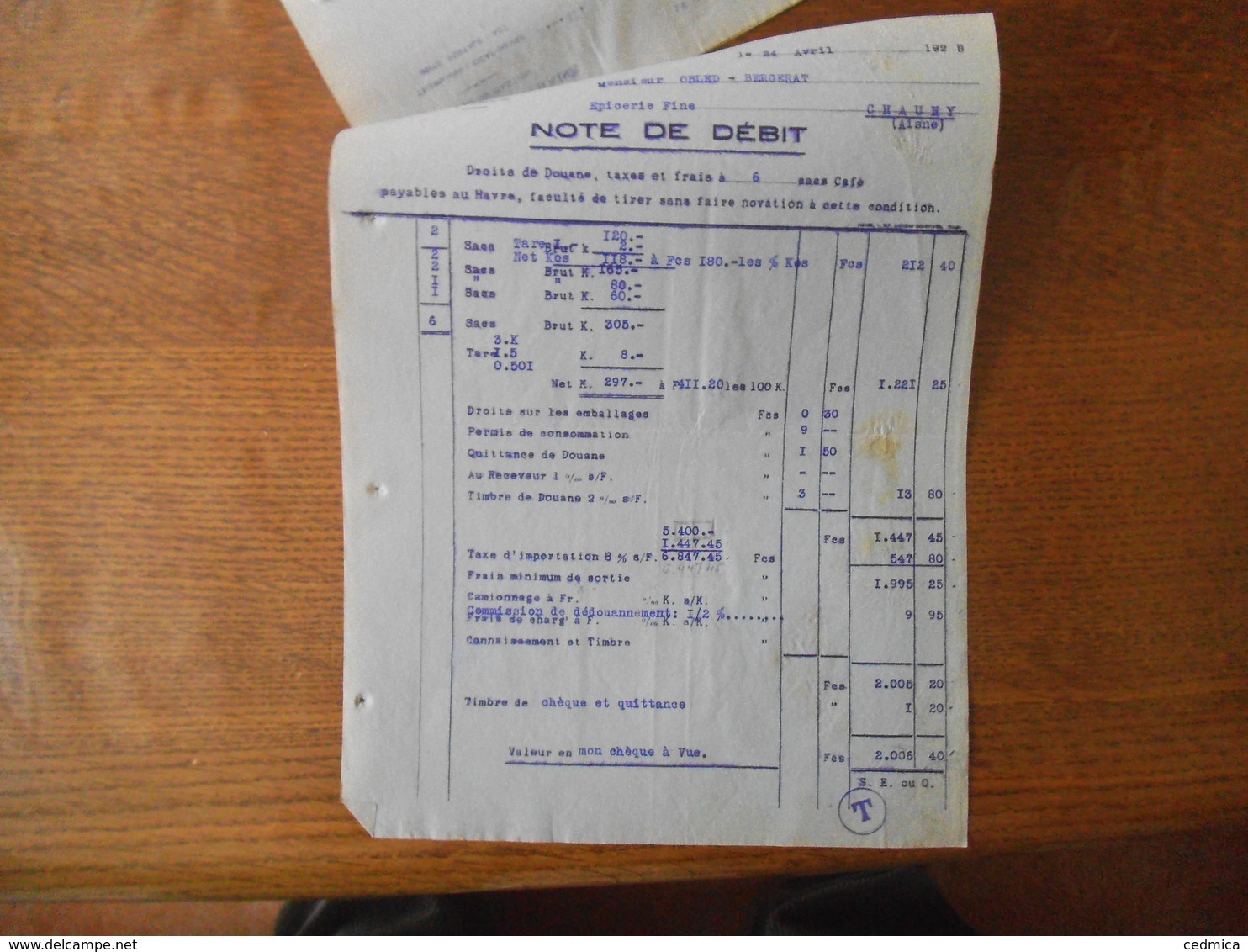 LE HAVRE Cie CAFEIERE HAVRAISE FACTURE ET  TRAITES DU 25 AVRIL 1928 TIMBRES FISCAUX - 1900 – 1949