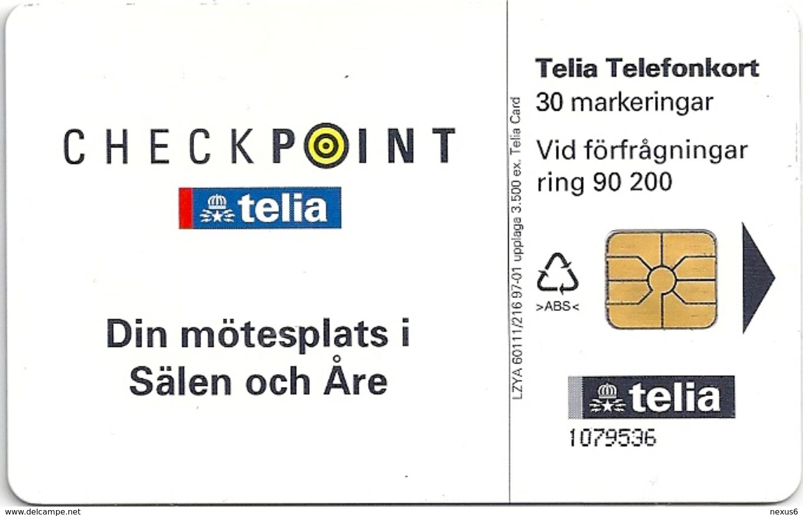 Sweden - Telia - Checkpoint Earth - 01.1997, 30U, 3.500ex, Used - Schweden