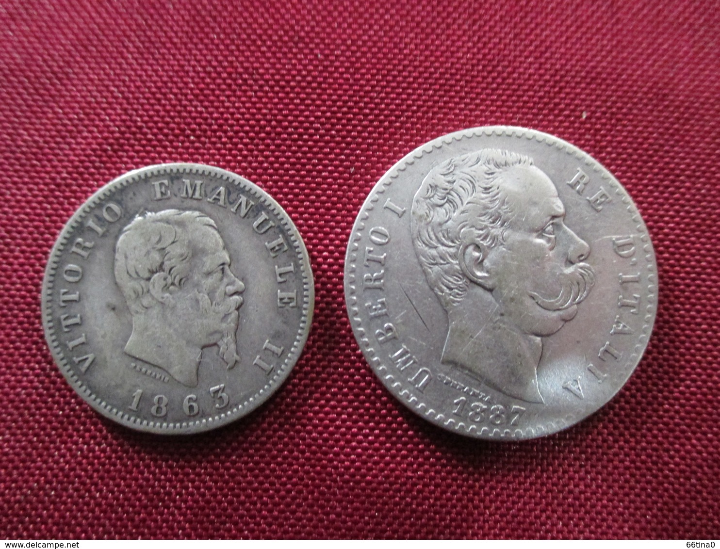 ITALIE 2 Lires 1887 Et 1 Lire 1863 Argent - Andere & Zonder Classificatie