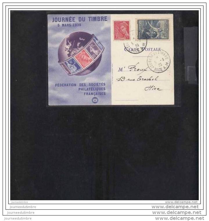 Carte Federale  Journée Du Timbre 1939 Nice - 1921-1960: Periodo Moderno