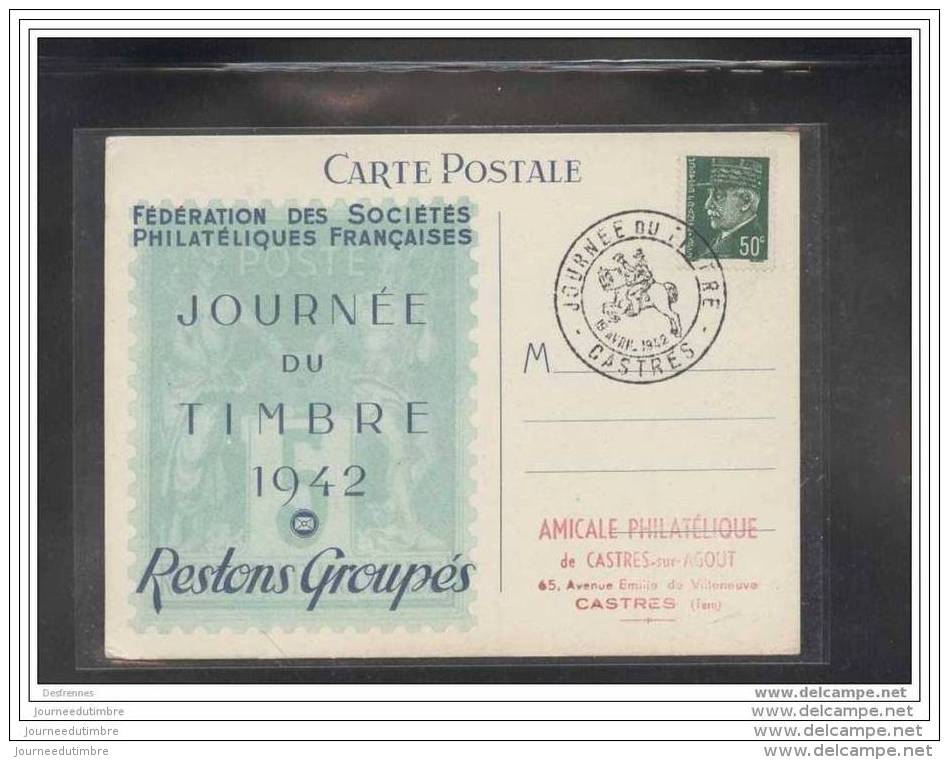 Carte Fédérale Journée Du Timbre 1942 Castres - ....-1949