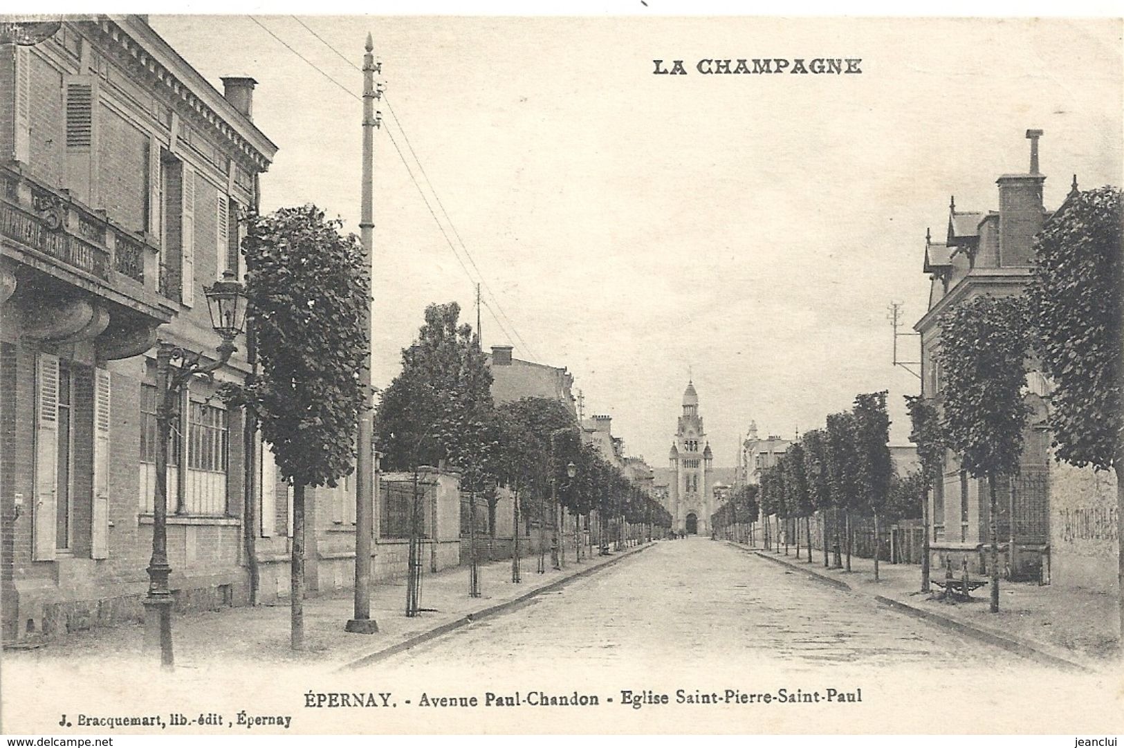 LA CHAMPAGNE . EPERNAY . AVENUE PAUL CHANDON . EGLISE SAINT-PIERRE-SAINT-PAUL . ECRITE AU VERSO - Epernay