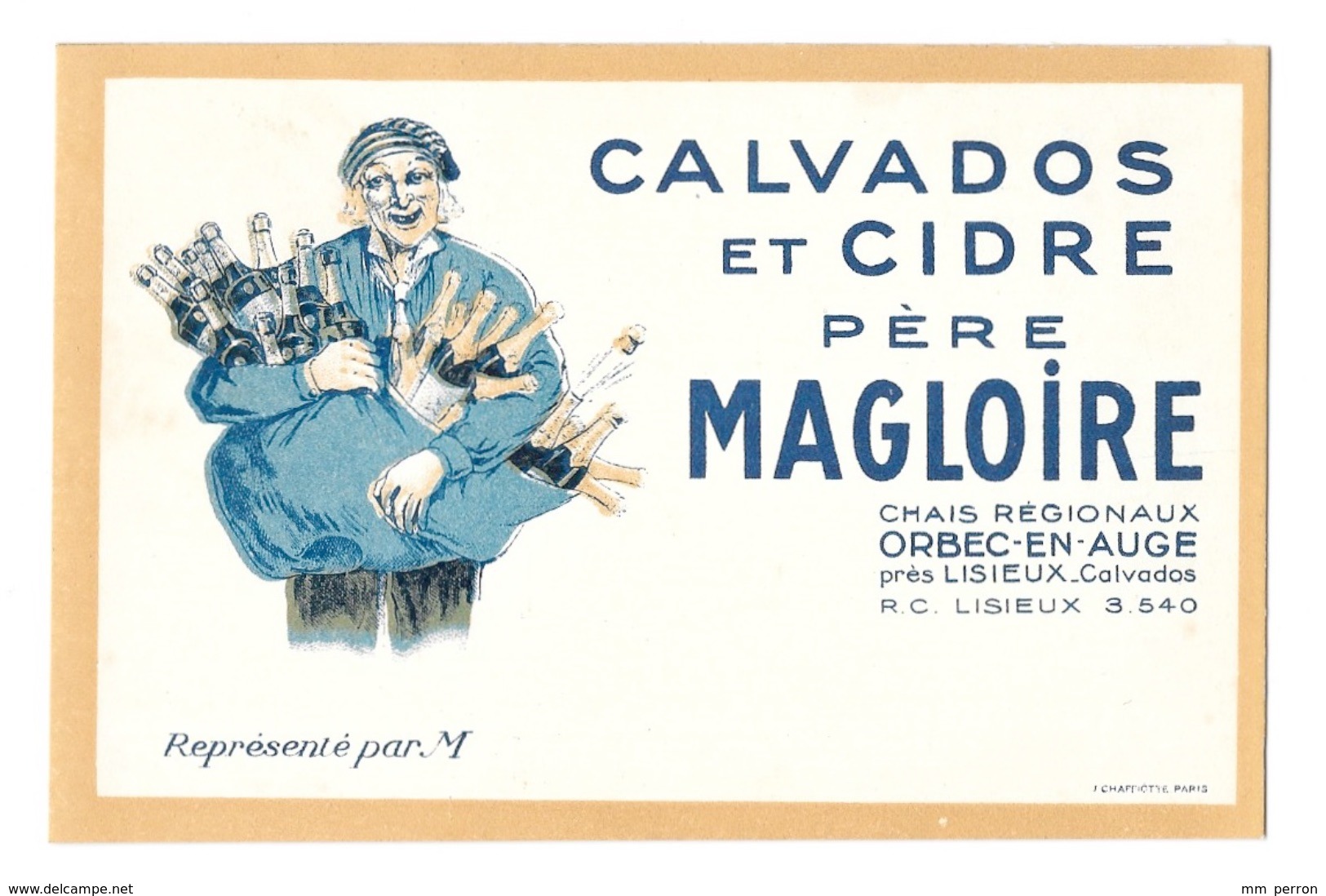 (19235-14) Carte De Représentant CALVADOS Et CIDRE PERE MAGLOIRE, ORBEC En AUGE Près LISIEUX - Agriculture