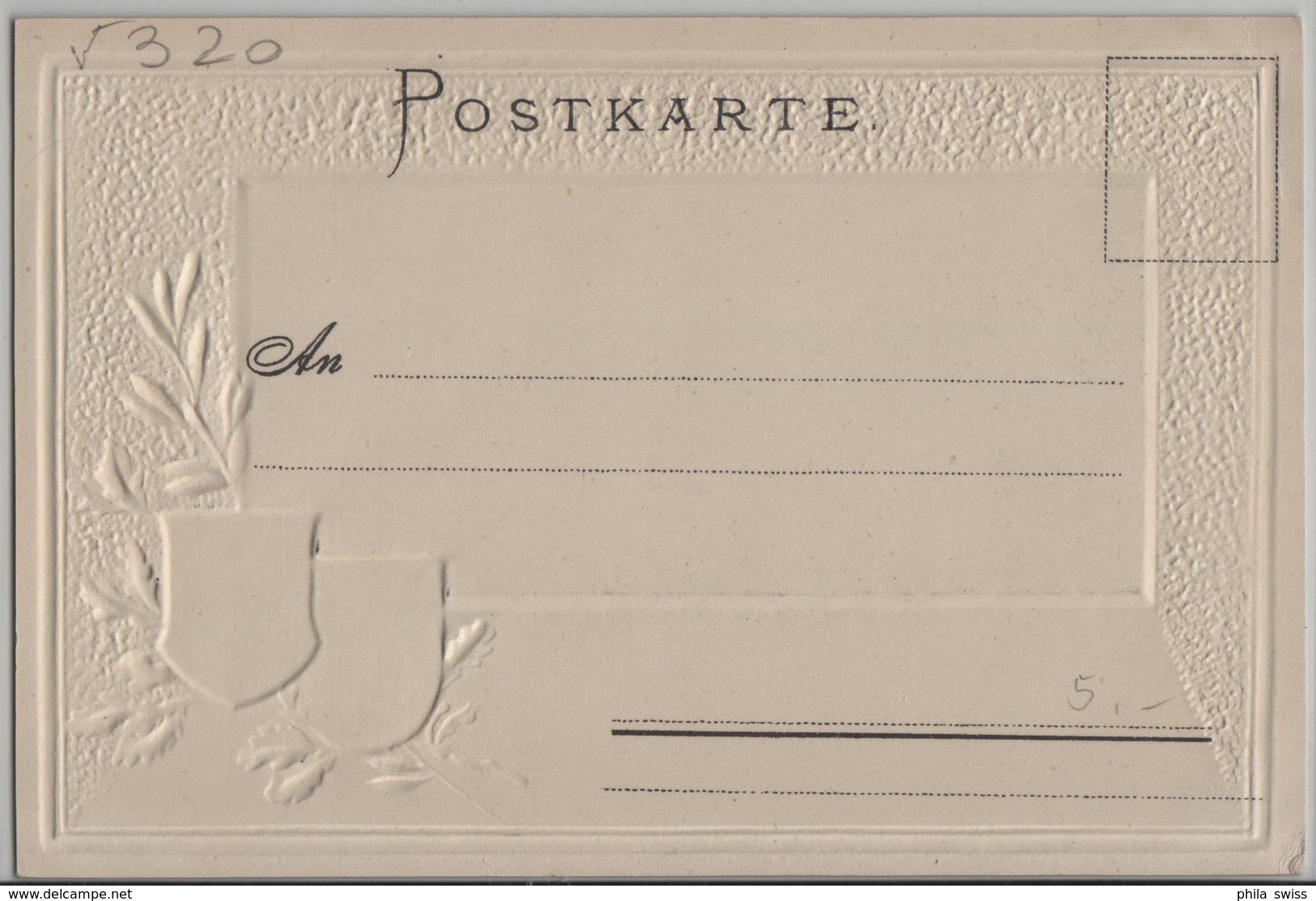 Godesberg - Generalansicht - Passepartout Präge Relief Karte - Bonn