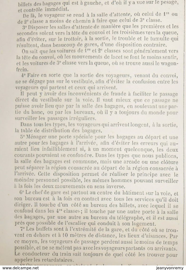 Plan De Type De Bâtiment De Voyageurs Pour Station De 1ère Classe Du Chemin De Fer D'Ancône à Bologne. 1861 - Public Works