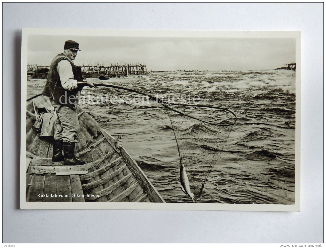 SVEZIA Kukkolaforsen Haparanda Fisherman Fishing Sweden Old Postcard - Schweden