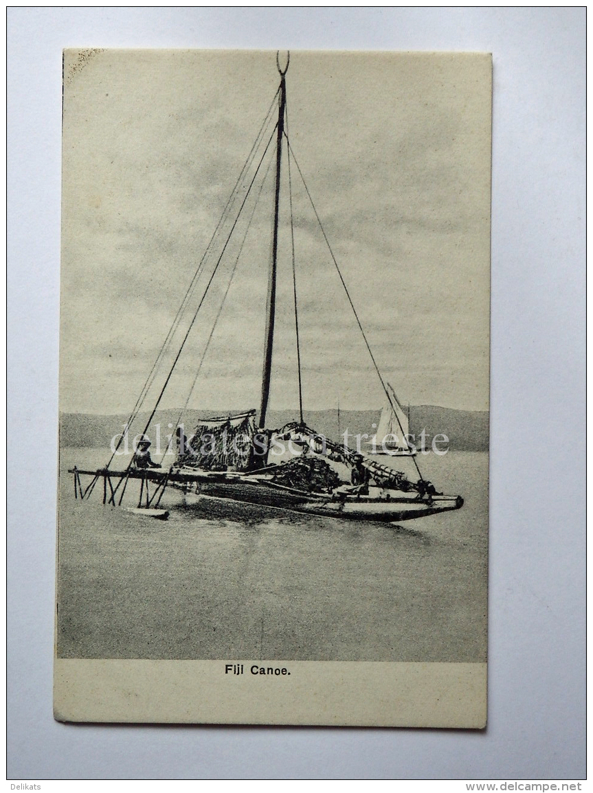 FIJI FIGI Canoe  AK Old Postcard Fisherman Fishing Pesca - Figi