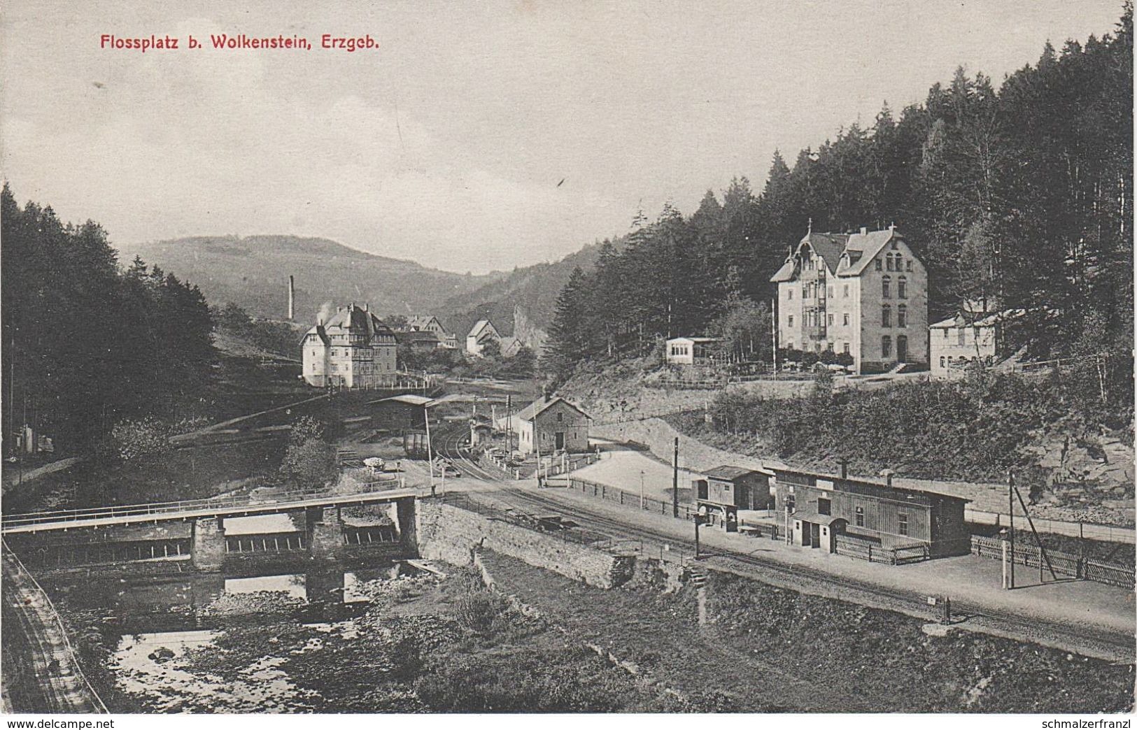 AK Wolkenstein Floßplatz Bahnhof Gare Gasthof ? Bei Wiesenbad Zschopau Annaberg Marienberg Wiesa Warmbad Scharfenstein - Wolkenstein