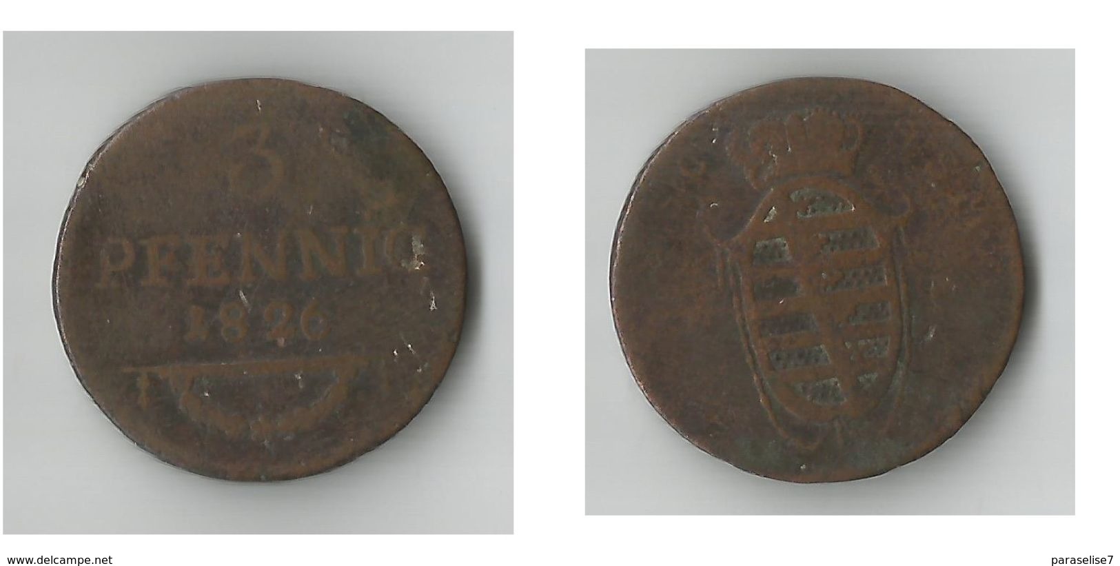 SAXE - GOBURG - SAALFELD  3 PFENNINGE 1826 - Groschen & Andere Kleinmünzen
