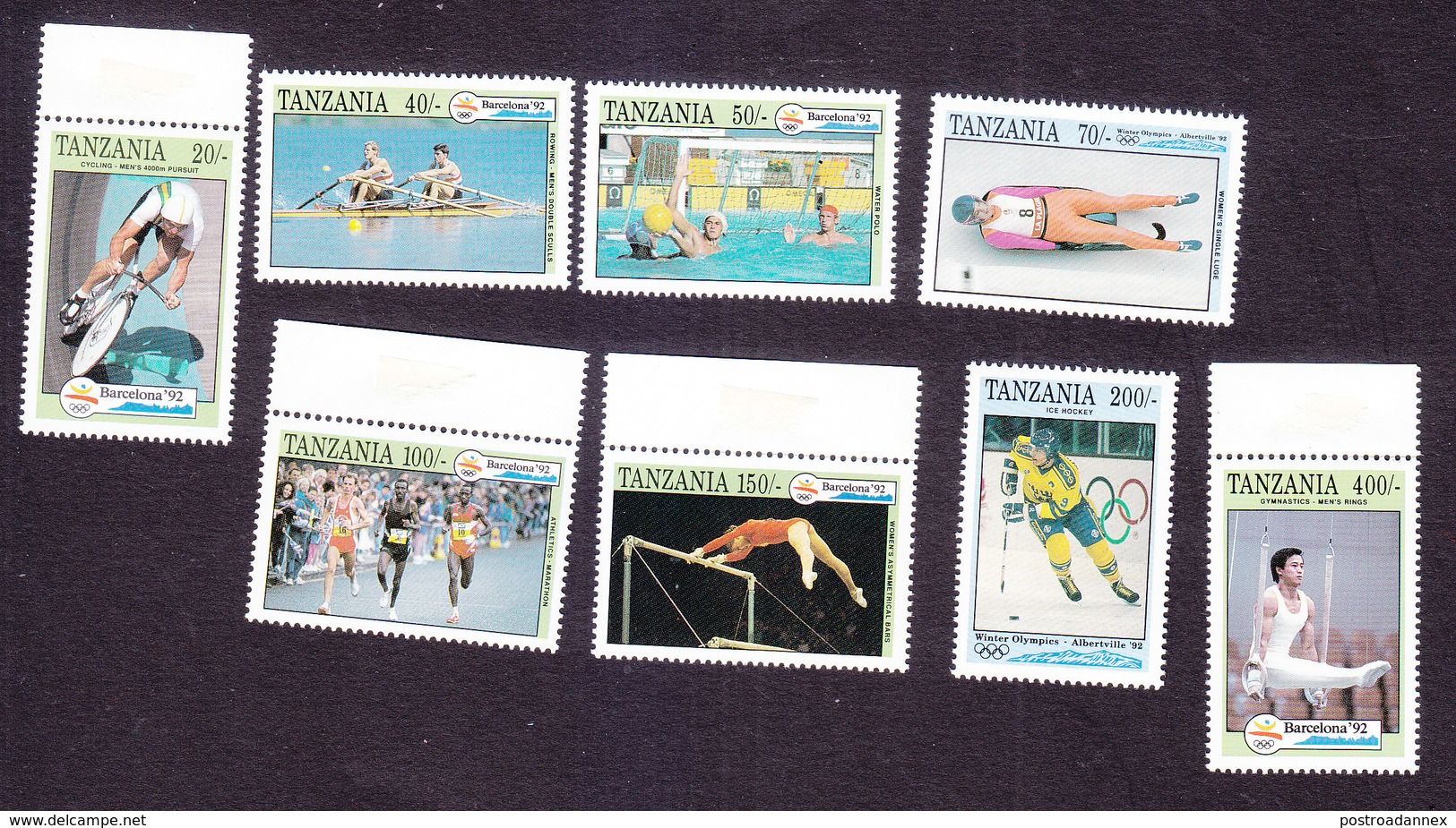 Tanzania, Scott #903-910, Mint Hinged, Olympics, Issued 1992 - Tansania (1964-...)