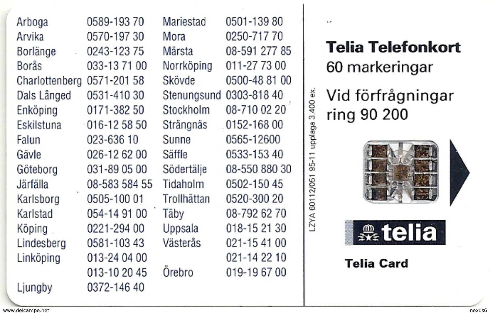 Sweden - Telia - Nea För God Kontakt - 11.1995, 60U, 3.400ex, Used - Schweden