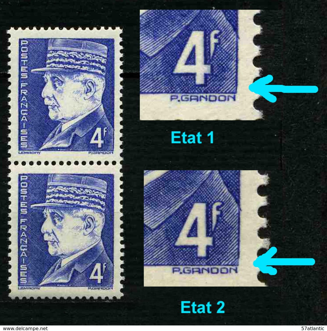 FRANCE - VARIETE - YT 522 ** - PETAIN - ETATS 1 ET 2 SE TENANT - TIMBRES NEUFS ** - Neufs