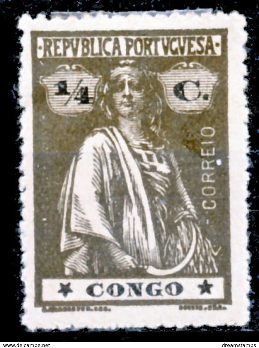 !										■■■■■ds■■ Congo 1914 AF#099 * Ceres 1/4 Centavo 15x14 Plain STARS VARIETY II-I (d11797) - Portugees Congo