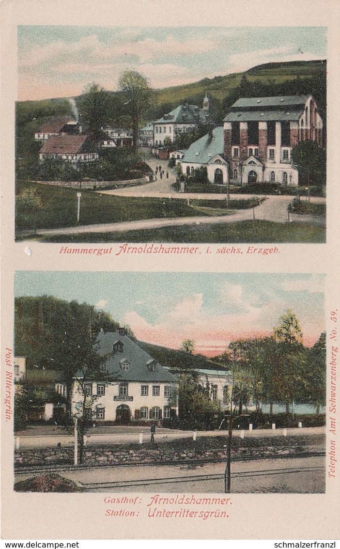 AK Arnoldshammer Gasthof Hammergut Eisenbahn Station Unterrittersgrün A Breitenbrunn Antonsthal Rittersgrün Erzgebirge - Breitenbrunn