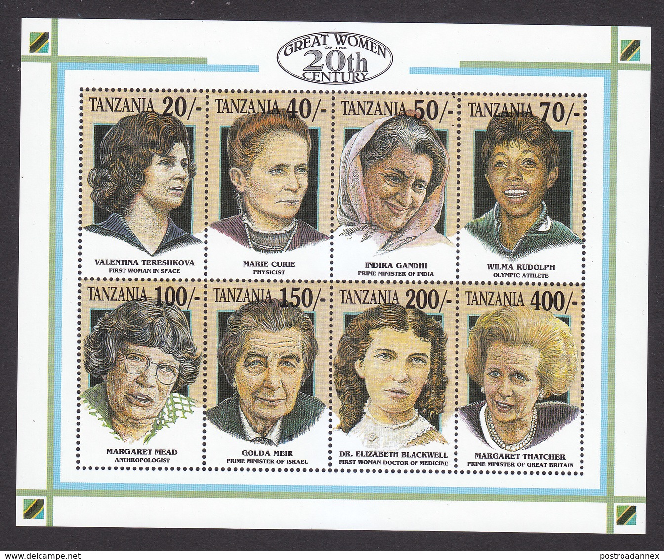 Tanzania, Scott #998, Mint Never Hinged, Famous Women, Issued 1993 - Tanzanie (1964-...)