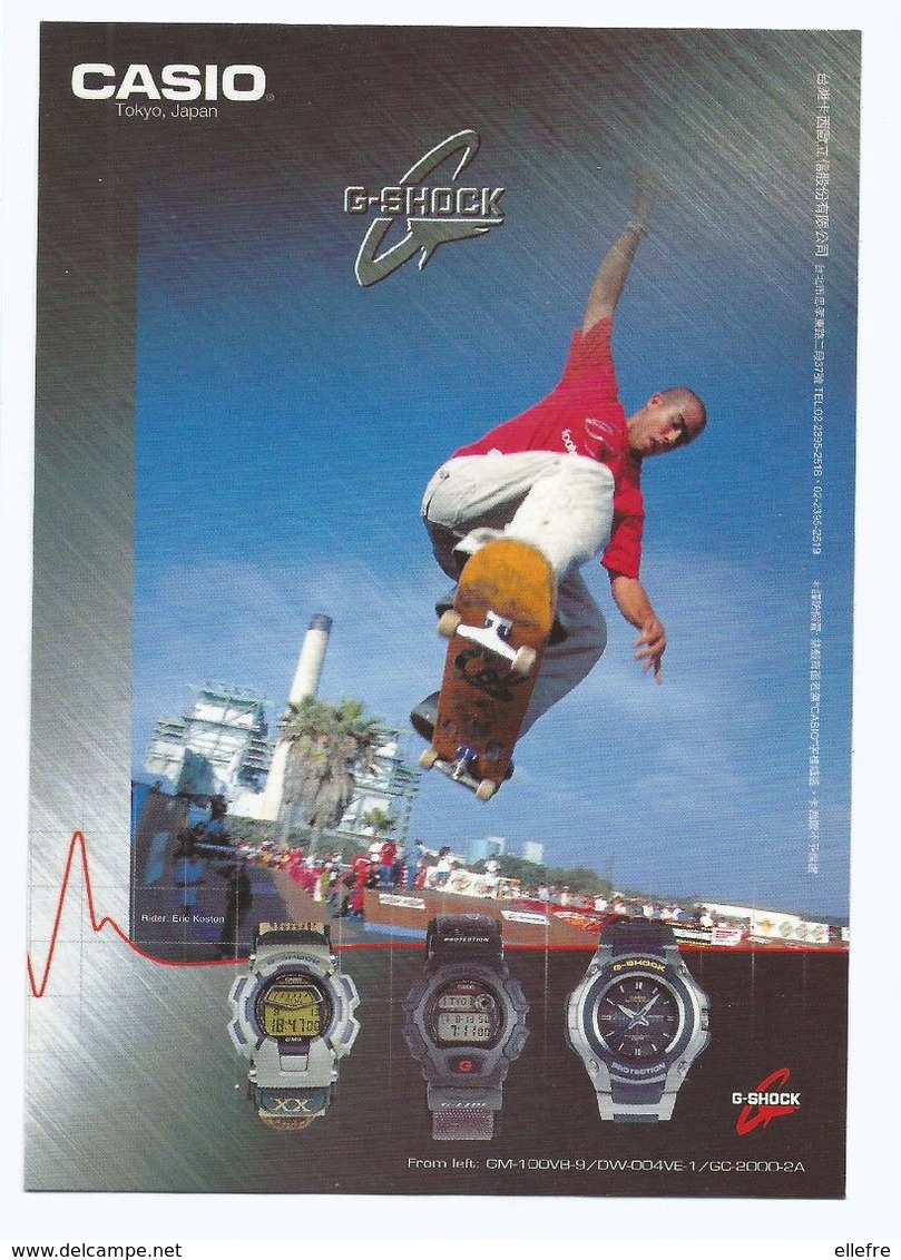 CPM Publicitaire Montres CASIO G SHOCK Ligne Sport Skate Bord - Ed Hot Card Asie - Mode