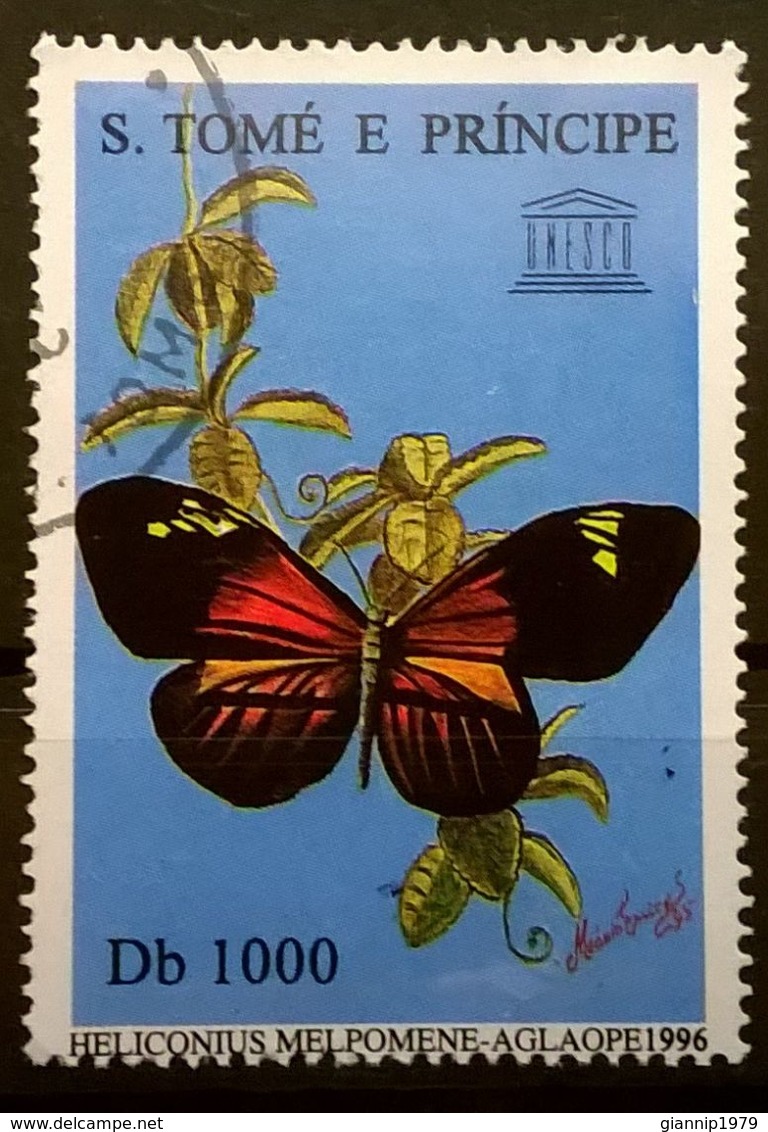 FRANCOBOLLI STAMPS SAO TOME E PRINCIPE 1996 SERIE 50° UNESCO FARFALLE - Sao Tomé E Principe