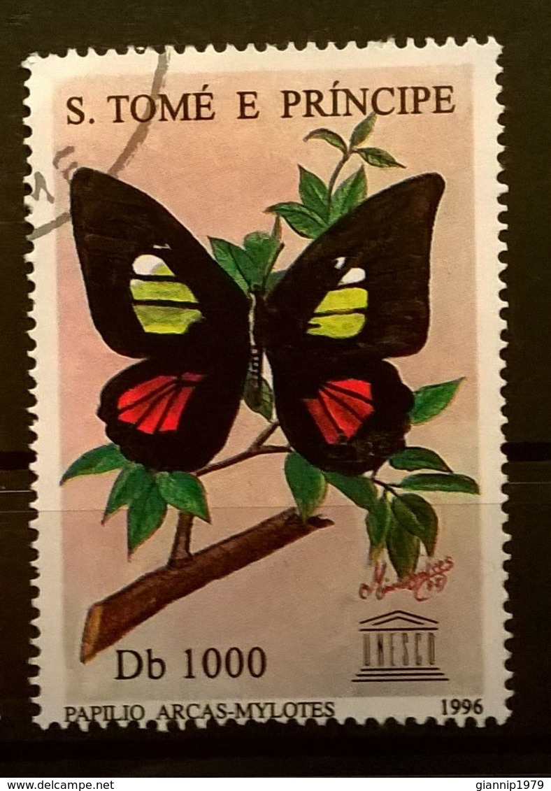 FRANCOBOLLI STAMPS SAO TOME E PRINCIPE 1996 SERIE 50° UNESCO FARFALLE - Sao Tomé E Principe