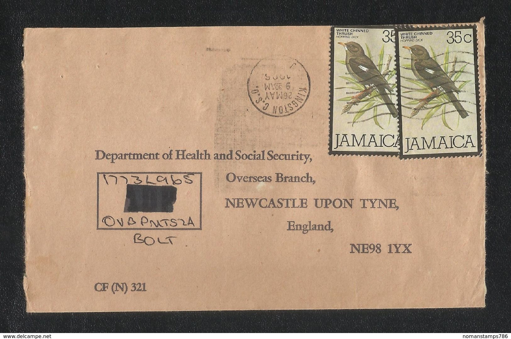 Jamaica Air Mail Postal Used Cover Jamaica To UK Birds Bird Animal - Jamaica (1962-...)