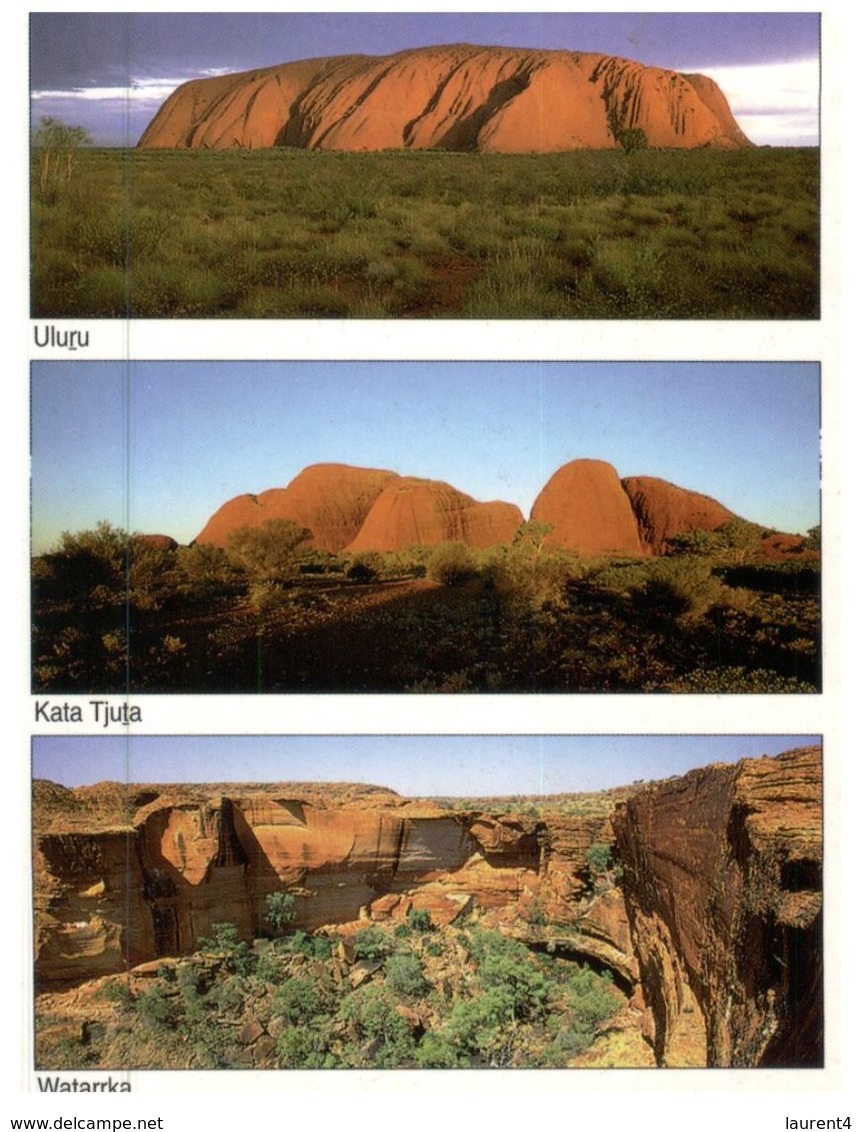 (123) Australia - (with Stamps At Back Of Card) - NT - Uluru - Olga - Kings Canyon - Uluru & The Olgas