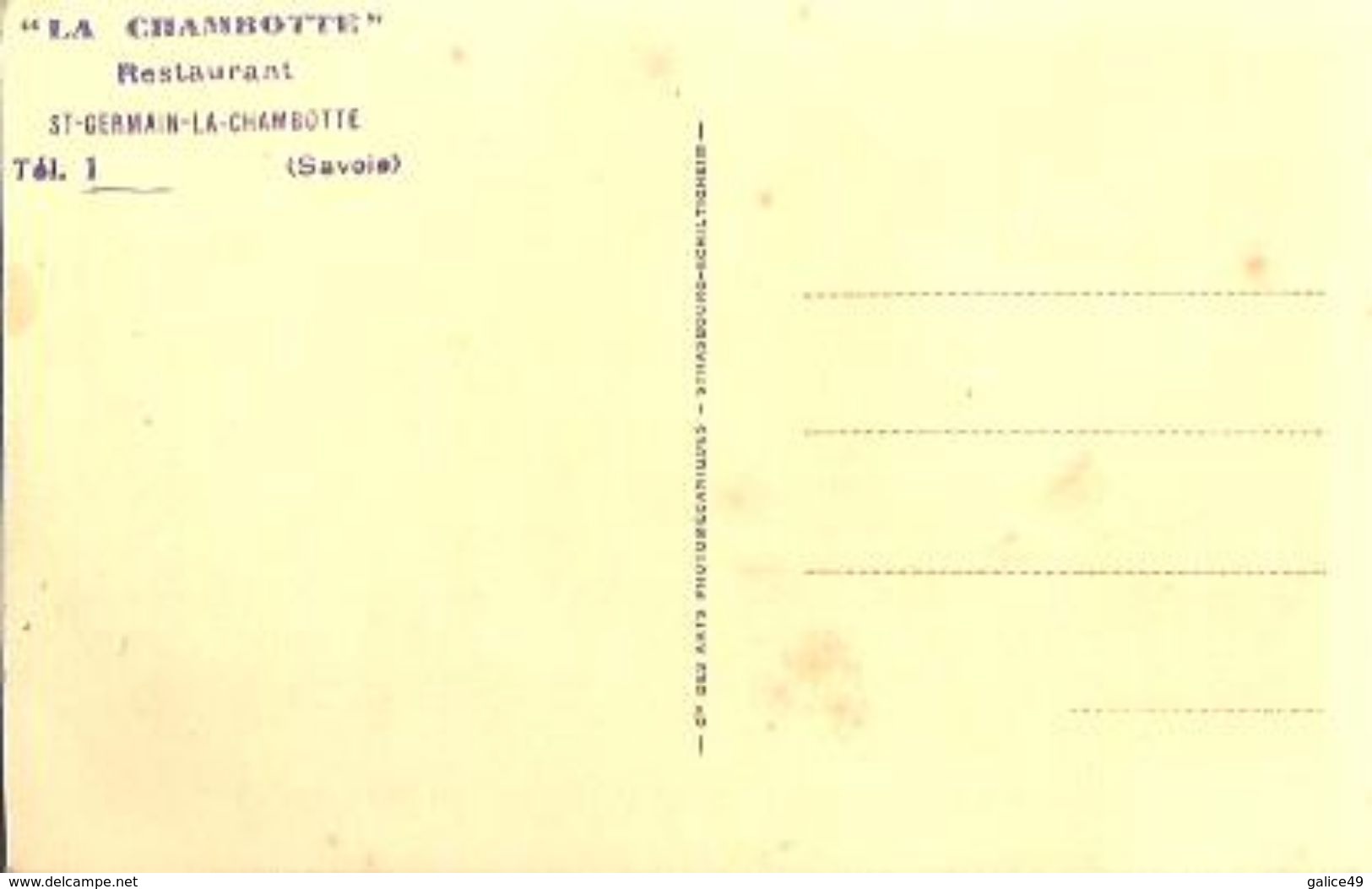 5675 CPA Saint Germain  Chambotte Le Premier Moyen De Transport La Chambotte De 1884 à 1892 - Cachet Restaurant Au Verso - Autres & Non Classés