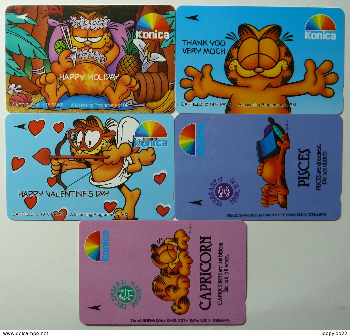 SINGAPORE - Konica Garfield Collection - Set Of 5 Specimens - Singapore