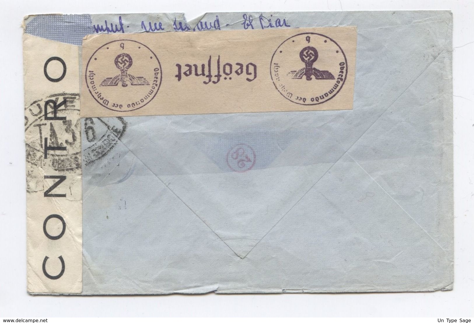 France - Algerie Lettre Pour La Suisse - Censure Allemande WWII - 2 Scans - (C124B) - Lettres & Documents