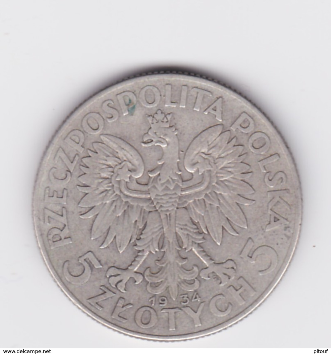 5 Zlotych Argent 1934  TTB - Pologne