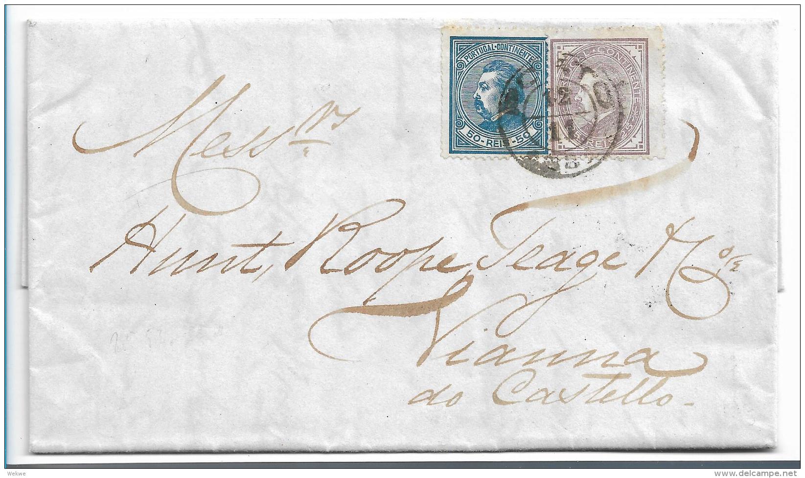 Por115 / PORTUGAL -  Luis I 1880, 25 + 50 R. Ex Porto - Covers & Documents