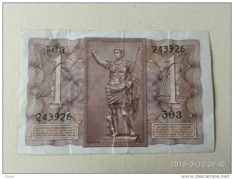 1 Lira 1939 - Italia – 1 Lira