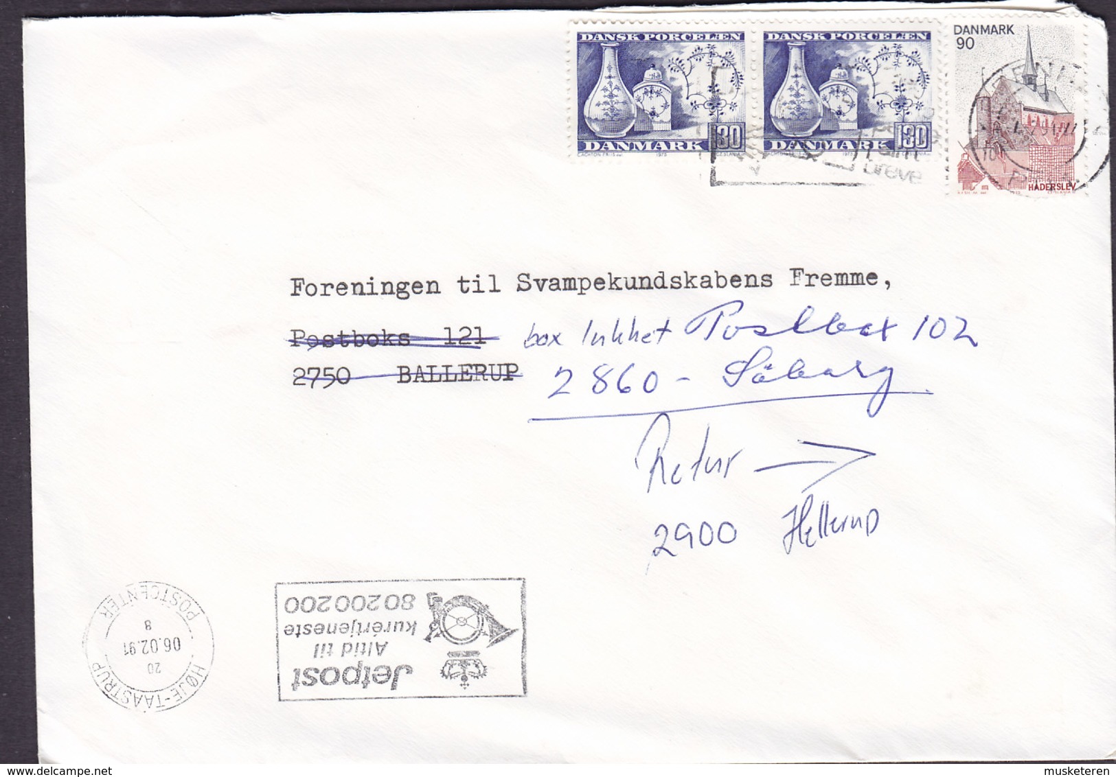 Denmark HELLERUP 1991 Cover Brief BALLERUP Readressed SØBORG Return To Sender (2 Scans) - Briefe U. Dokumente