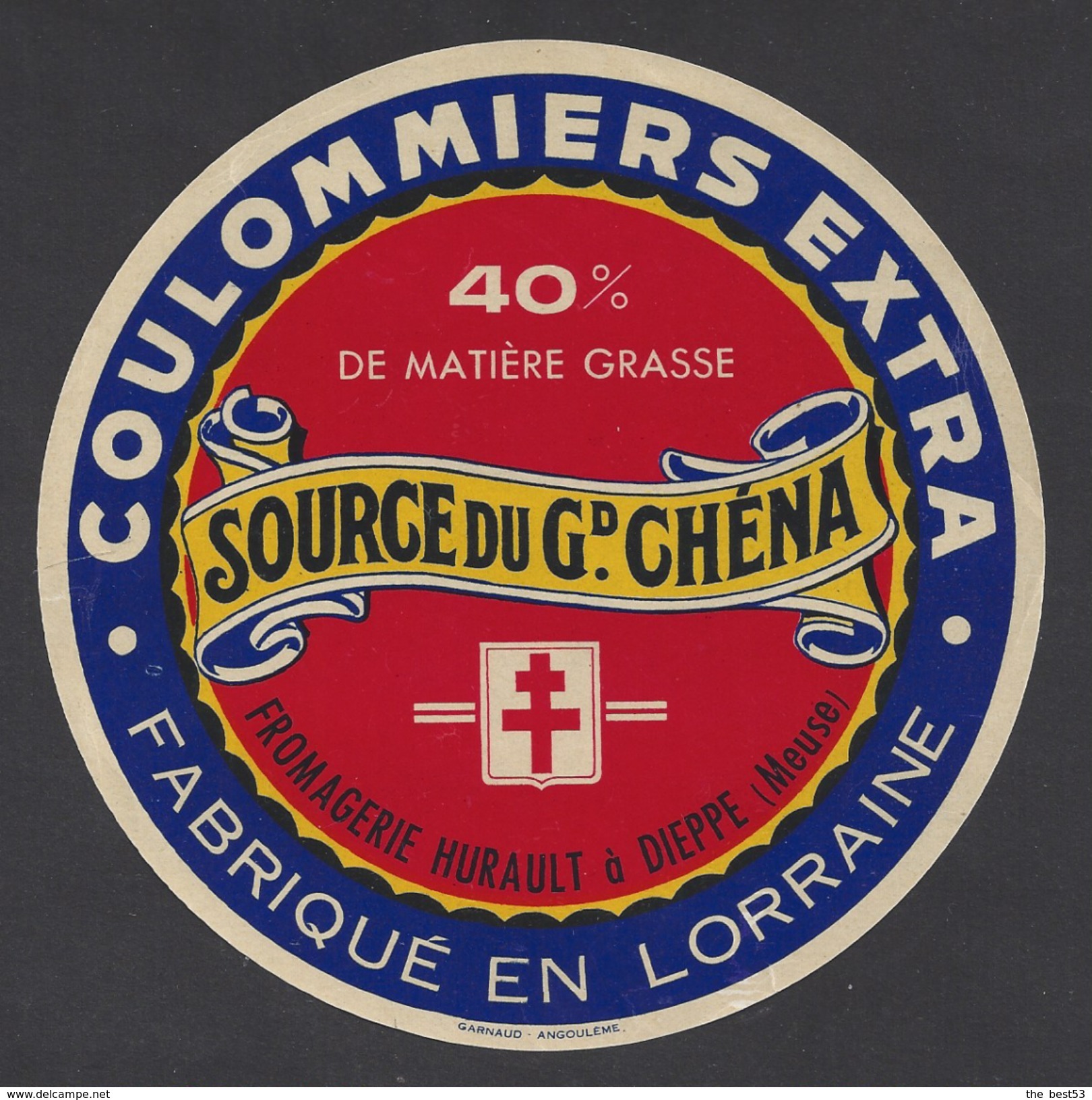 Etiquette De Fromage  Coulommiers  -   Source Du Gd. Chéna  -  Fromagerie Hurault  à  Dieppe Sous Douaumont  (55) - Quesos