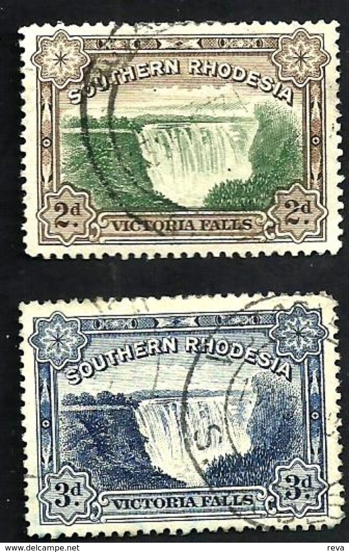 BRITISH SOUTHERN RHODESIA VICTORIA WATERFALL SET OF 2  2-3P USEDH 1932 SG29-30 CV 10 POUNDS READ DESCRIPTION !! - Southern Rhodesia (...-1964)