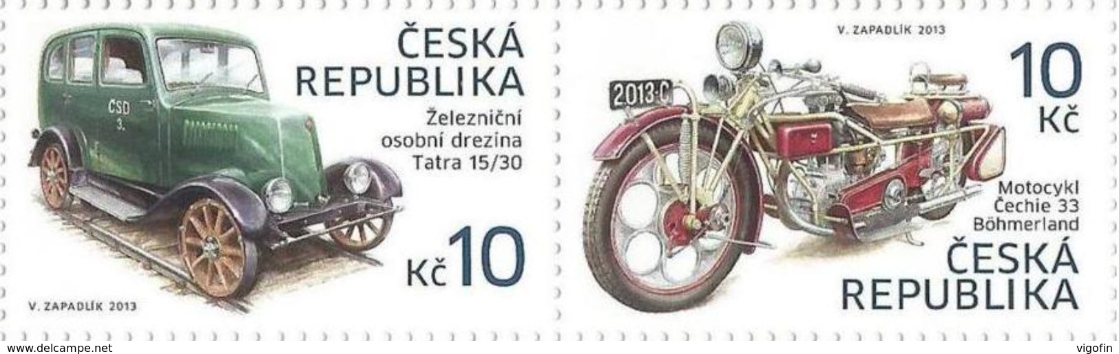 CZ 2013-768-9 MOTOCYKLE -AUTO, CZECH REPUBLIK, 1 X 2v, MNH - Neufs