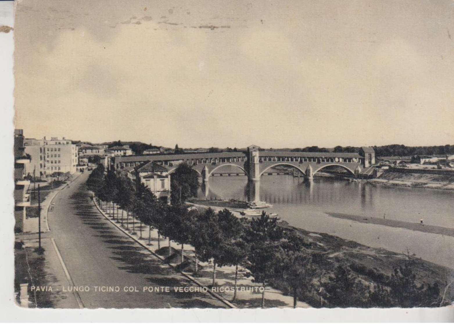 Pavia  Lungo Ticino Col Ponte Vecchio Ricostruito 1952 - Pavia