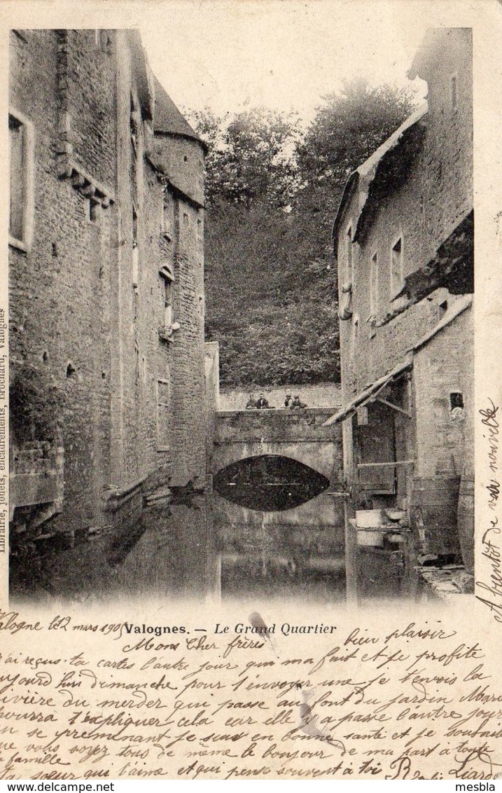 CPA -  VALOGNES (50)  Le Grand Quartier - Destinataire Mr Alexandre Liard - Les Pieux (50) . 1905 - Valognes