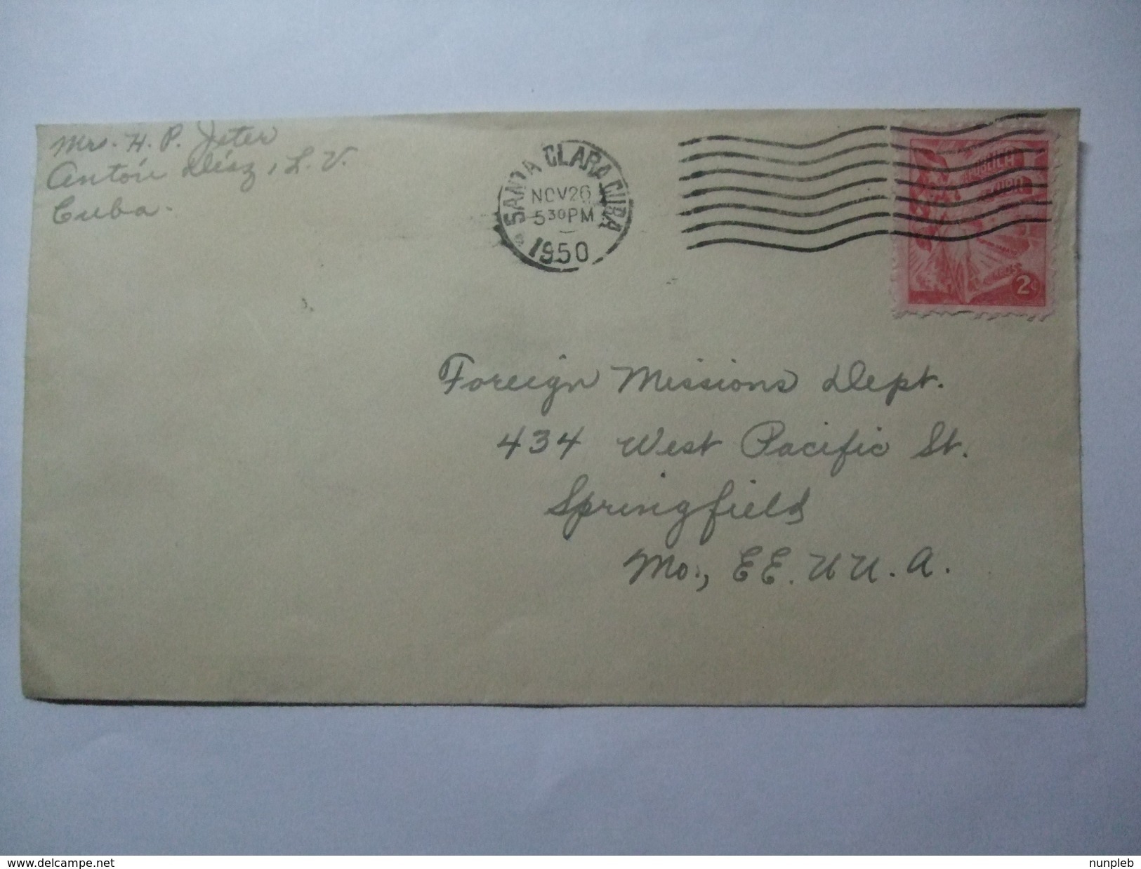 CUBA - 1950 Cover Santa Clara To Springfield Missouri USA - Covers & Documents